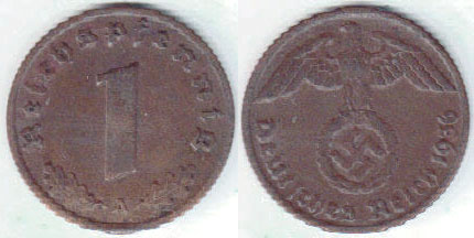 1936 A Germany 1 Pfennig A003151
